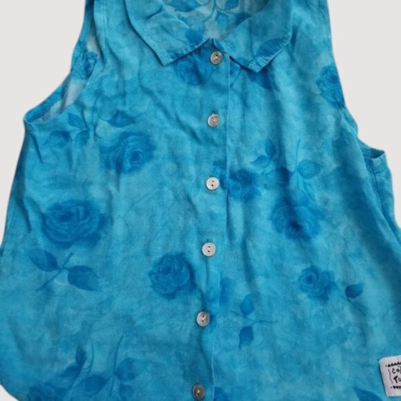 * COZY TOES Blue Floral Print Sleeveless Blouse with FREE Leggings Girls Size 6 - Picture 5 of 5
